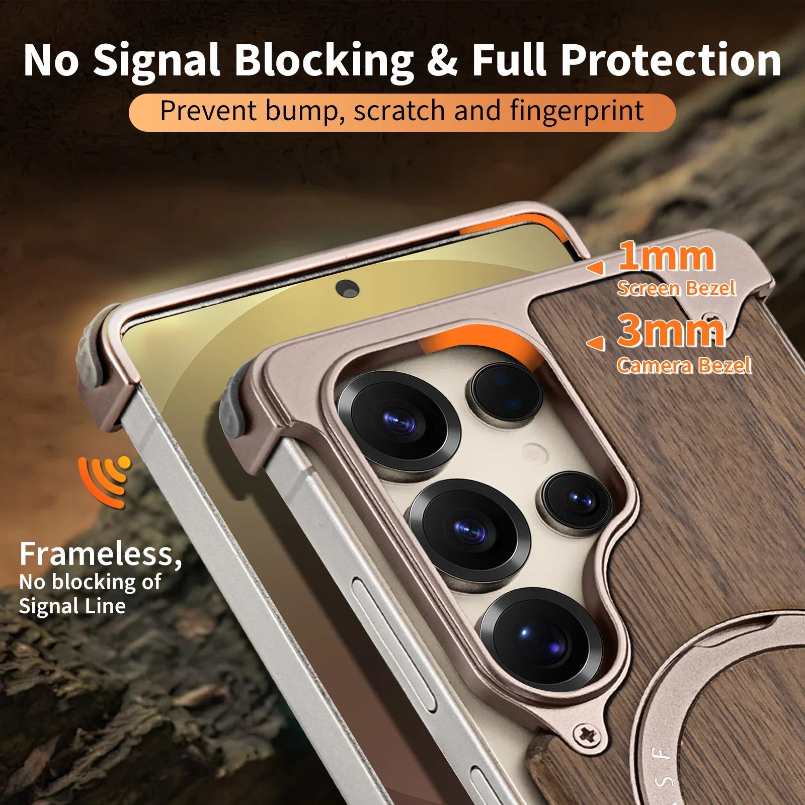 Oatsbasf wood phone case for samsung galaxy s25 s24 ultra with 360° rotatable stand wireless charging wooden protective