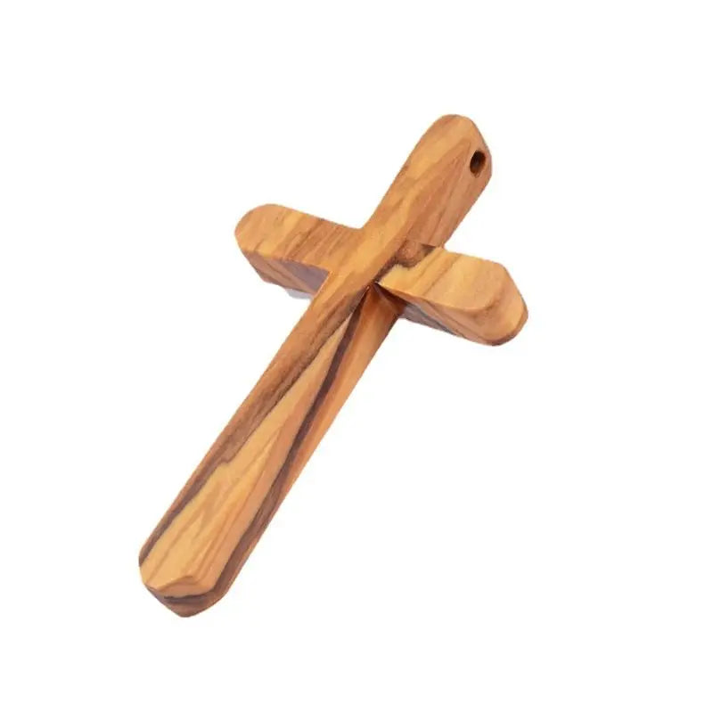 Olive wood caring cross pocket jesus christ church gift religious christmas prayer - dark khaki / china - (christian)