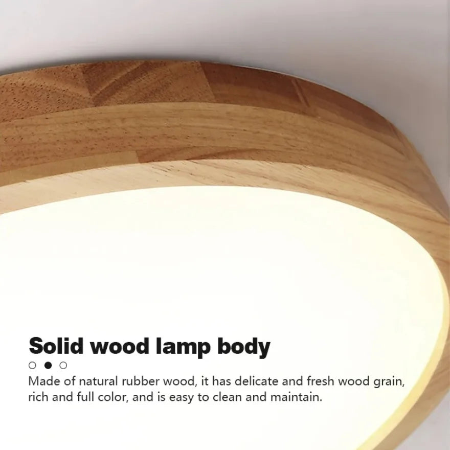 Nordic solid wood led ceiling light round grain lighting lamps kitchen living room bedroom indoor home decor lamp