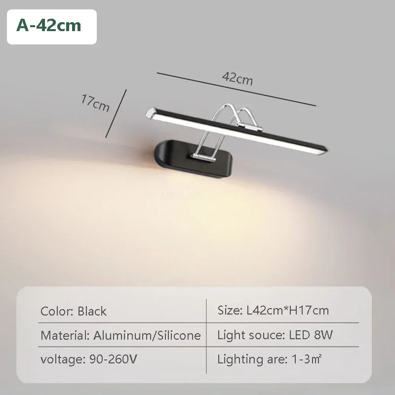 Nordic led mirror front light walnut 44/57cm rotatable lighting bathroom bedroom vanity indoor home decor wooden