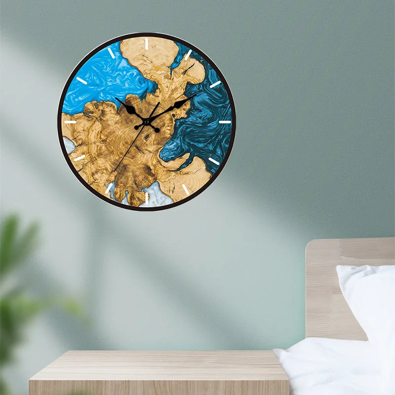 New 12 inches nordic simple acrylic wall clocks wood grain texture clock living room decorative fashion silent - 3
