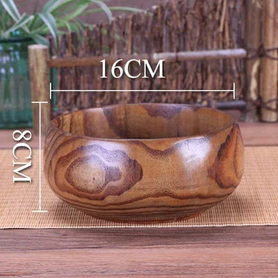 14-18cm natural acacia wood bowl large salad solid big for soup noodles japanese tableware bowls - 16cm bowl