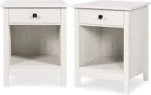 Nightstands - set of 2 wooden night stands bedside tables with drawers farmhouse style bedroom furniture (grey wood