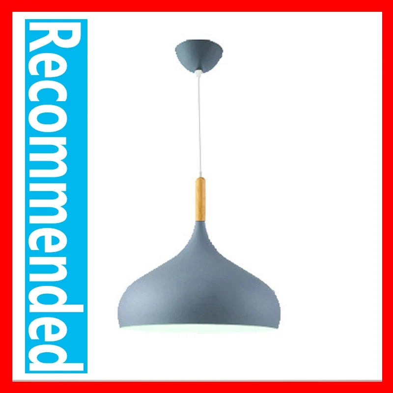 Nordic colored chandelier wooden pendant light bedroom living room led lamp single head aluminum children lighting
