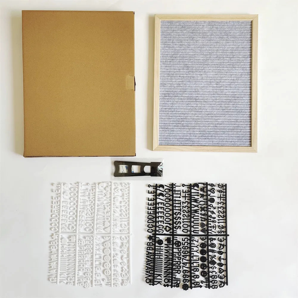 Plus size felt letter decorative board with stand 30*40cm wooden frame messages boards 460 letters diy party decoration