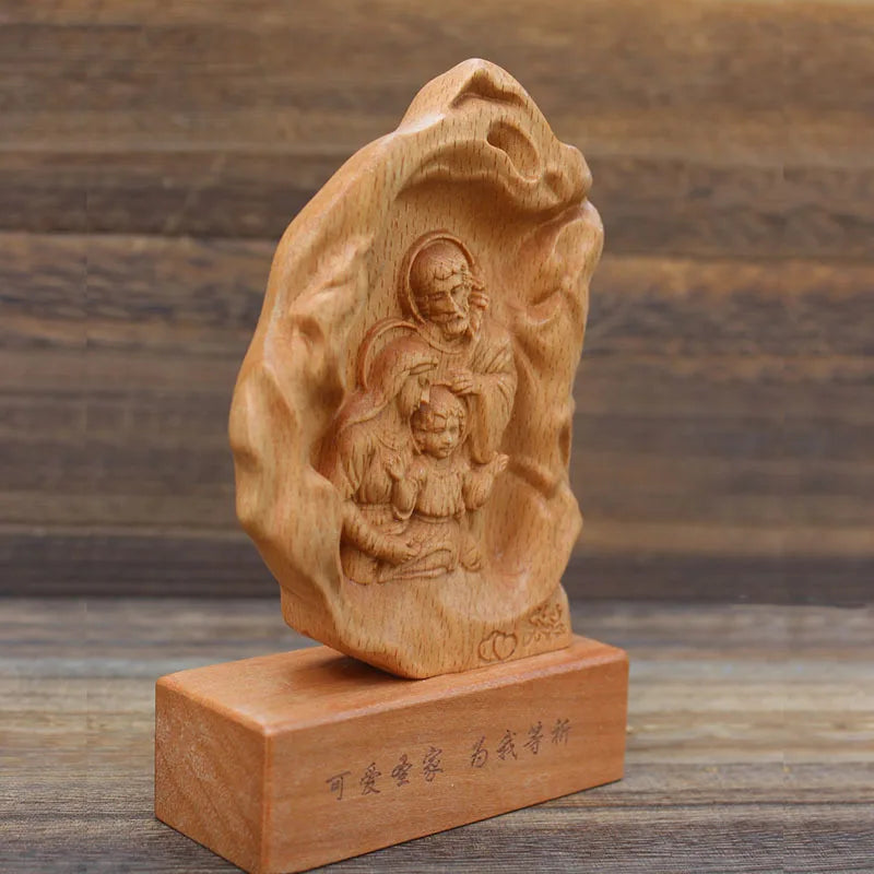 Solid wood carving of our lady god saint joseph statues catholic christ jesus ornament home decor crafts church suppli