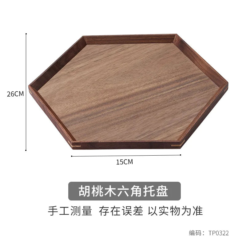 Scandinavian black walnut wood tray rectangular household tea fruit plate high value dinner - tp0322