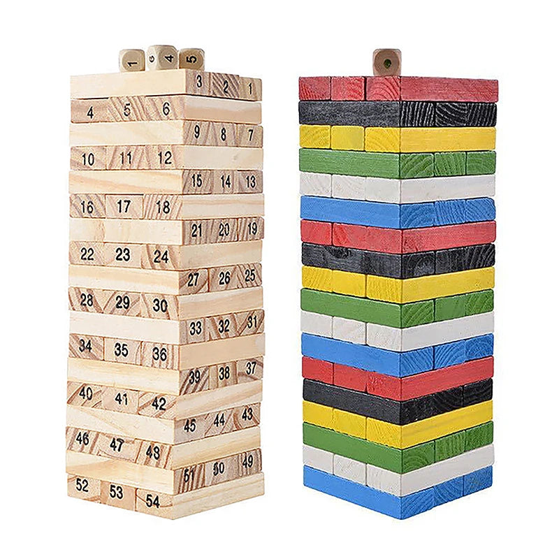 Solid wood puzzle stacked high stack tower drawing block children’s parent-child interactive board game - stacking