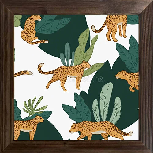 Available home classroom holiday decoration of cartoon animals cool picture case wooden frame oil painting - united