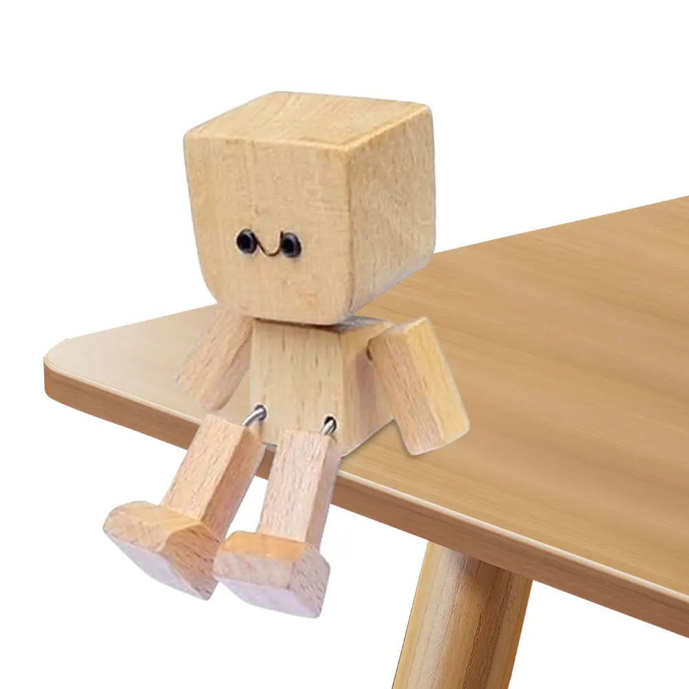 Shaking wooden man figurine magnetic changeable emoticon car dashboard decoration air outlet fragrance ornaments