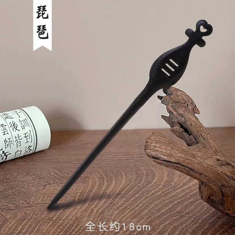 Vintage wooden hair clip black easy to twist hairpin ethnic clothing hanfu accessories girl - 15