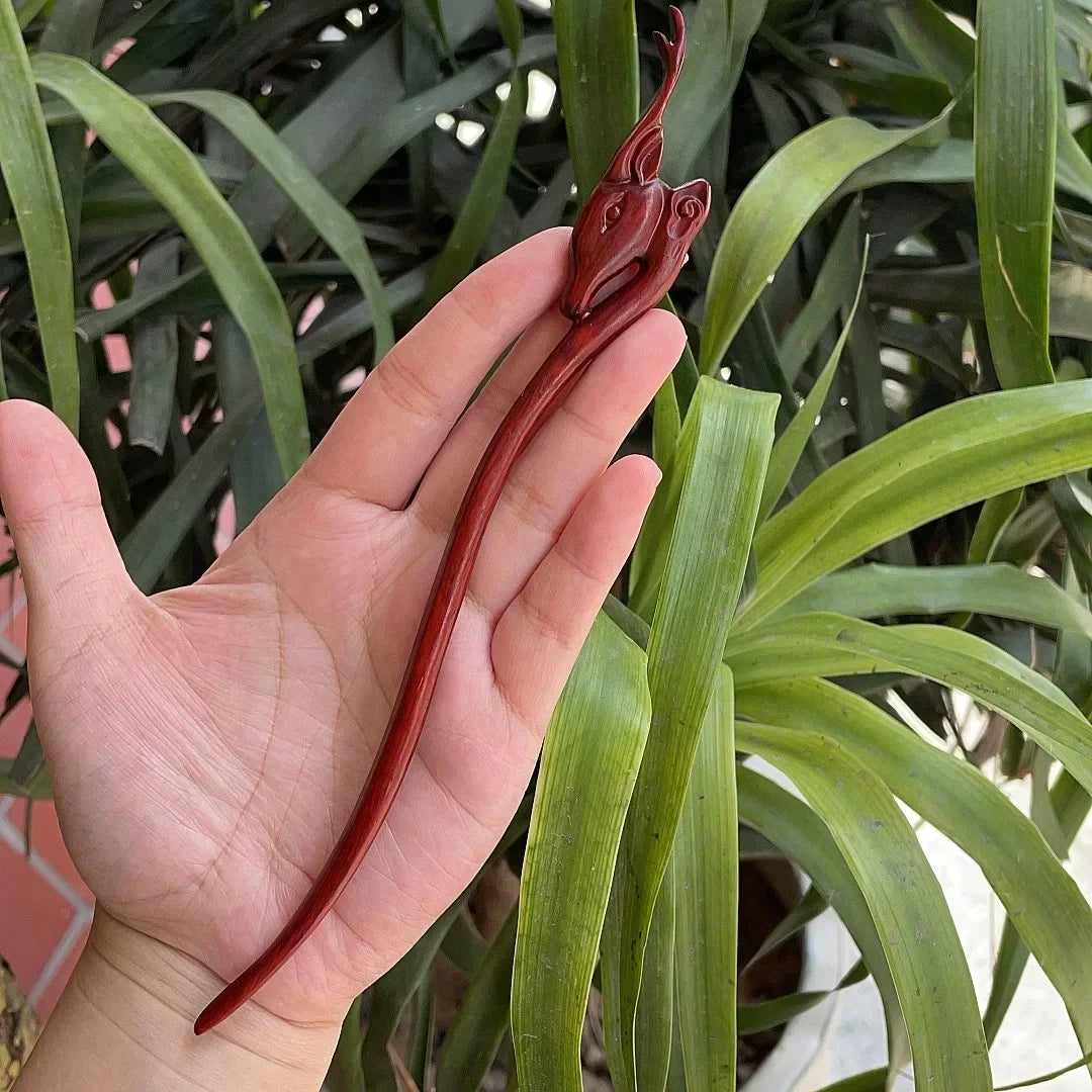 Chinese retro style peach wood handmade carved hairpin hollow out hair stick women styling tools accessories - united