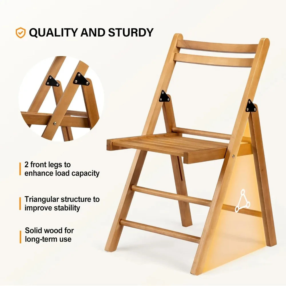 4 pack wood folding chairs with comfortable curved backs portable and durable wooden for indoor & outdoor pati - united