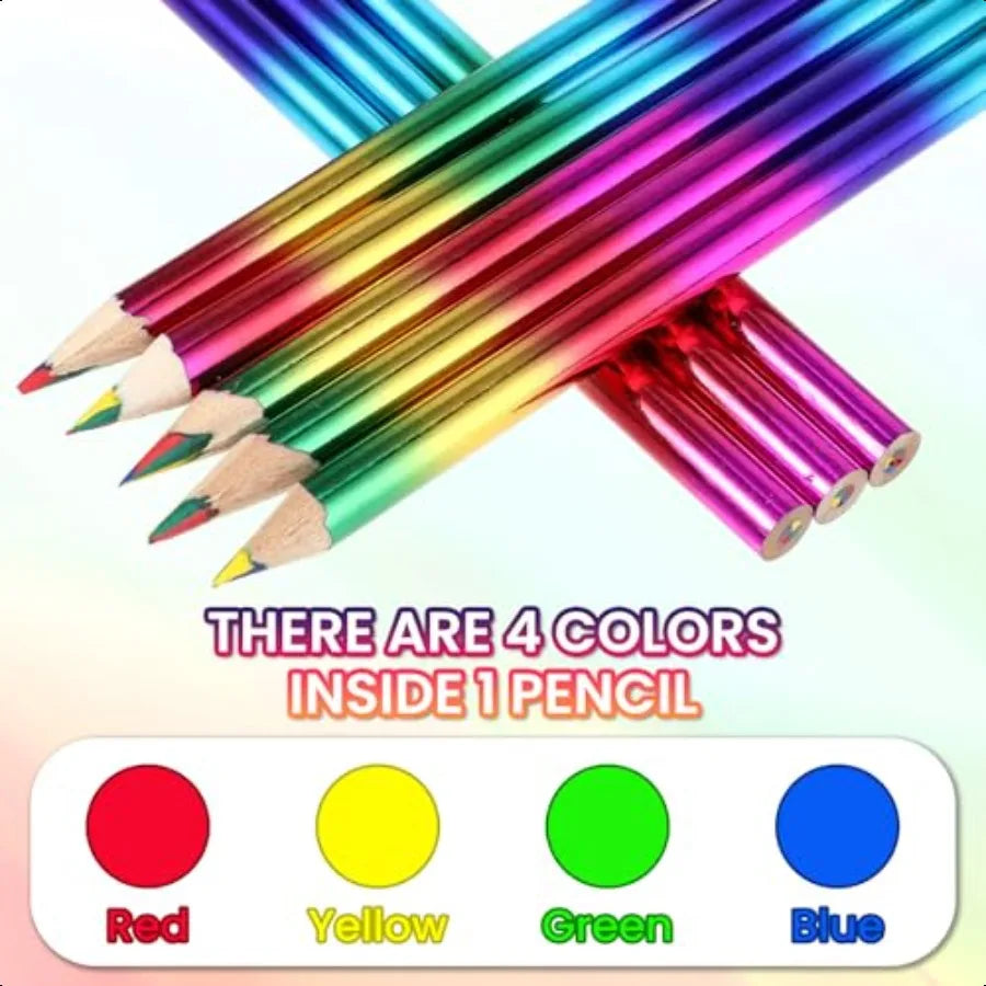 96 pieces rainbow color pencils 4 in 1 wooden colored multi pencil for home office school class - united states