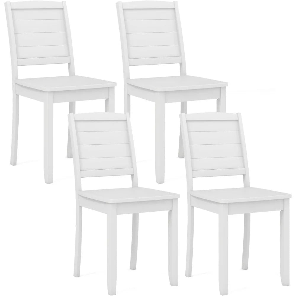 Wood dining chairs set of 4 modern kitchen w/rubber legs curved backrest farmhouse diner chairs, - white / united states