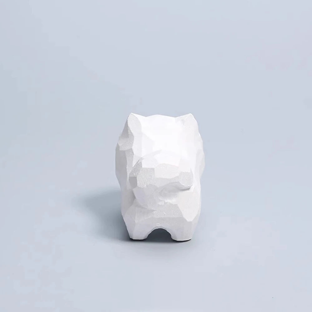 Handcrafted wood carving dog statue samoyed figurines small animal sculpture for living room bedroom christmas gift