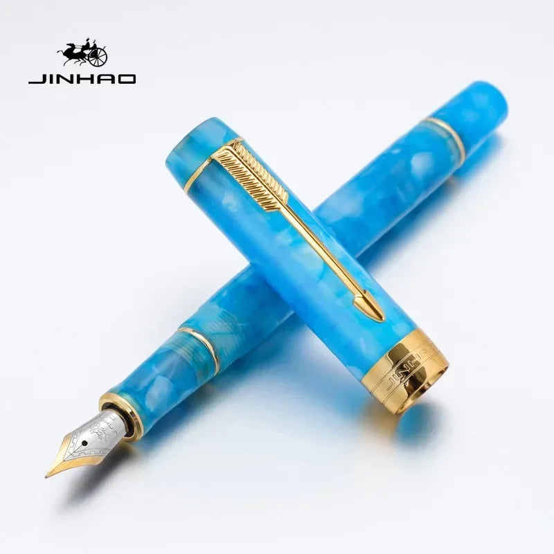 Jinhao 100 mini wooden / resin fountain pen centennial golden clip fine nib writing ink school office supplies