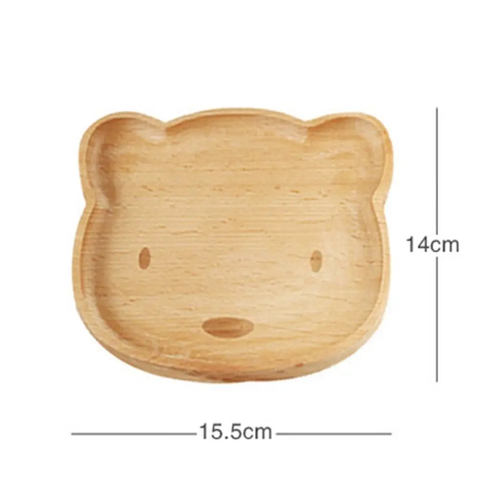 Wood plate cute cartoon cat bear solid fruit dishes tea tray dessert dinner tableware for serving kids baby - united