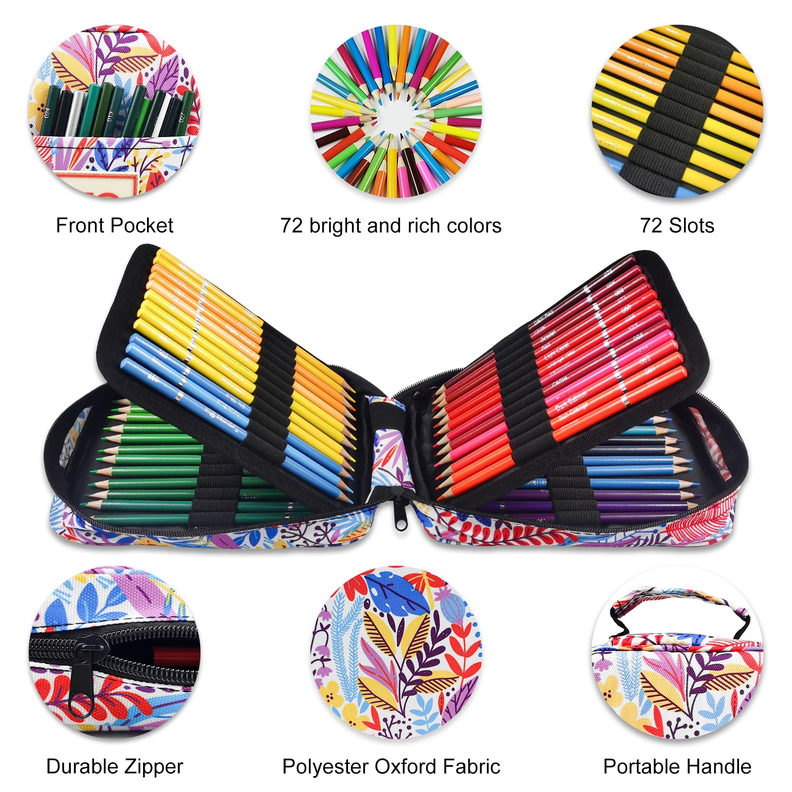 Oil colored pencils for adult coloring book,set of 72 color,zipper pencil slot case,with colored pencils