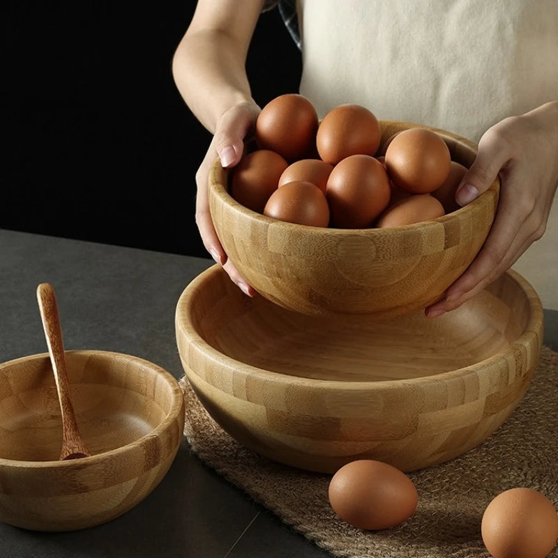 Japanese salad wooden bowl noodle bamboo lamian noodles set large and basin kitchen accessories