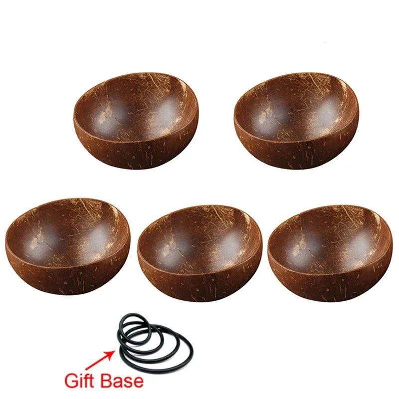 12-15cm natural coconut bowl set wooden salad ramen bowl wood spoon set coco smoothie kitchen tableware - 5 / china