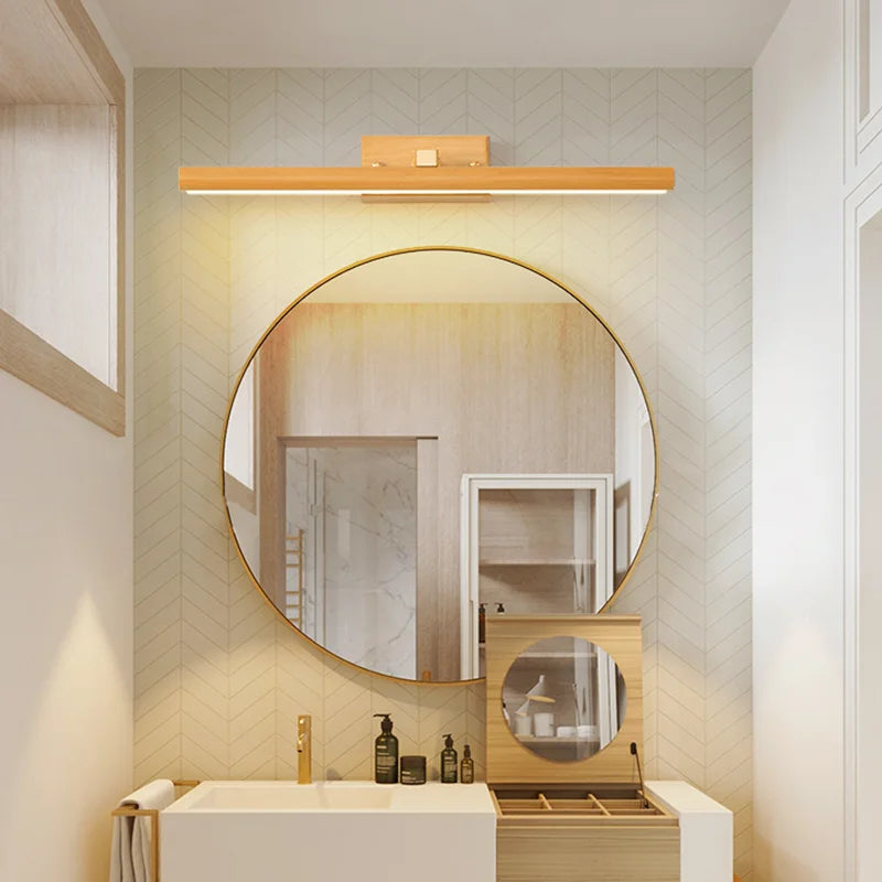 Modern wood dressing table wall lamp acrylic lampshade rotatable led sconce lights home decor mirror painting