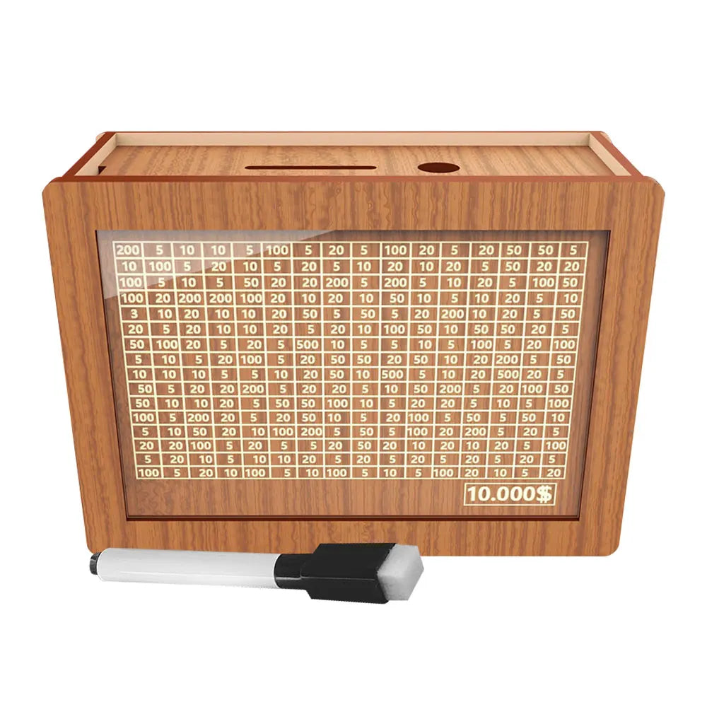 Wooden money saving box 10,000 units counter with goals cash coin storage - color / united states - multipurpose