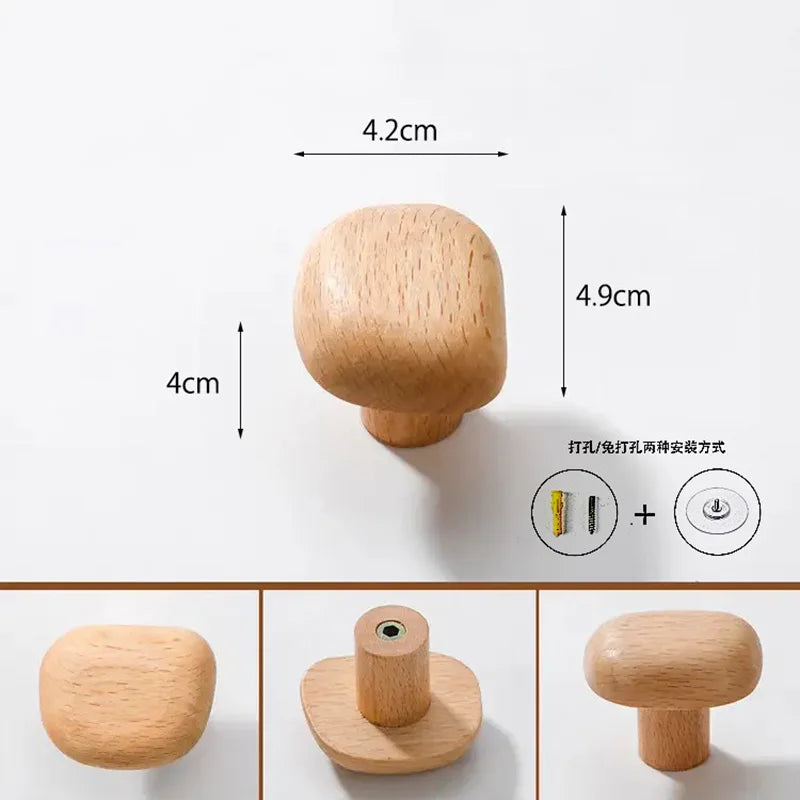 Simple solid wood hook wall mounted coat natural decorative key holder hat scarf handbag storage hanger bathroom rack