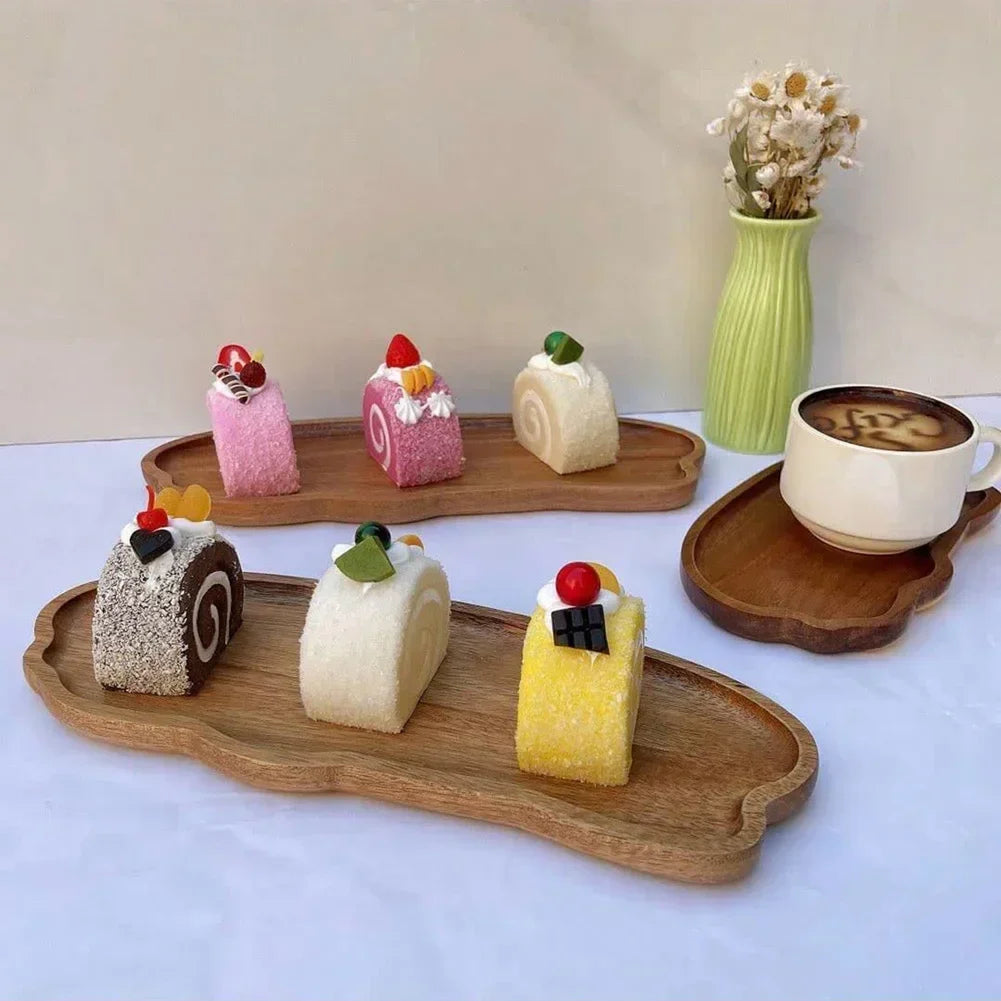 Premium handcrafted wooden tea coffee tray multi purpose fruits snacks cake storage elegant home decor piece essential