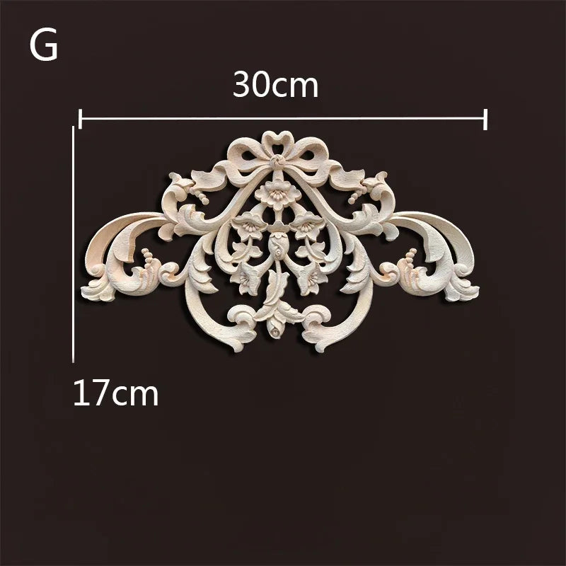 Europe wood appliques molding decals for furniture home decor carving onlays flower background wall decoration
