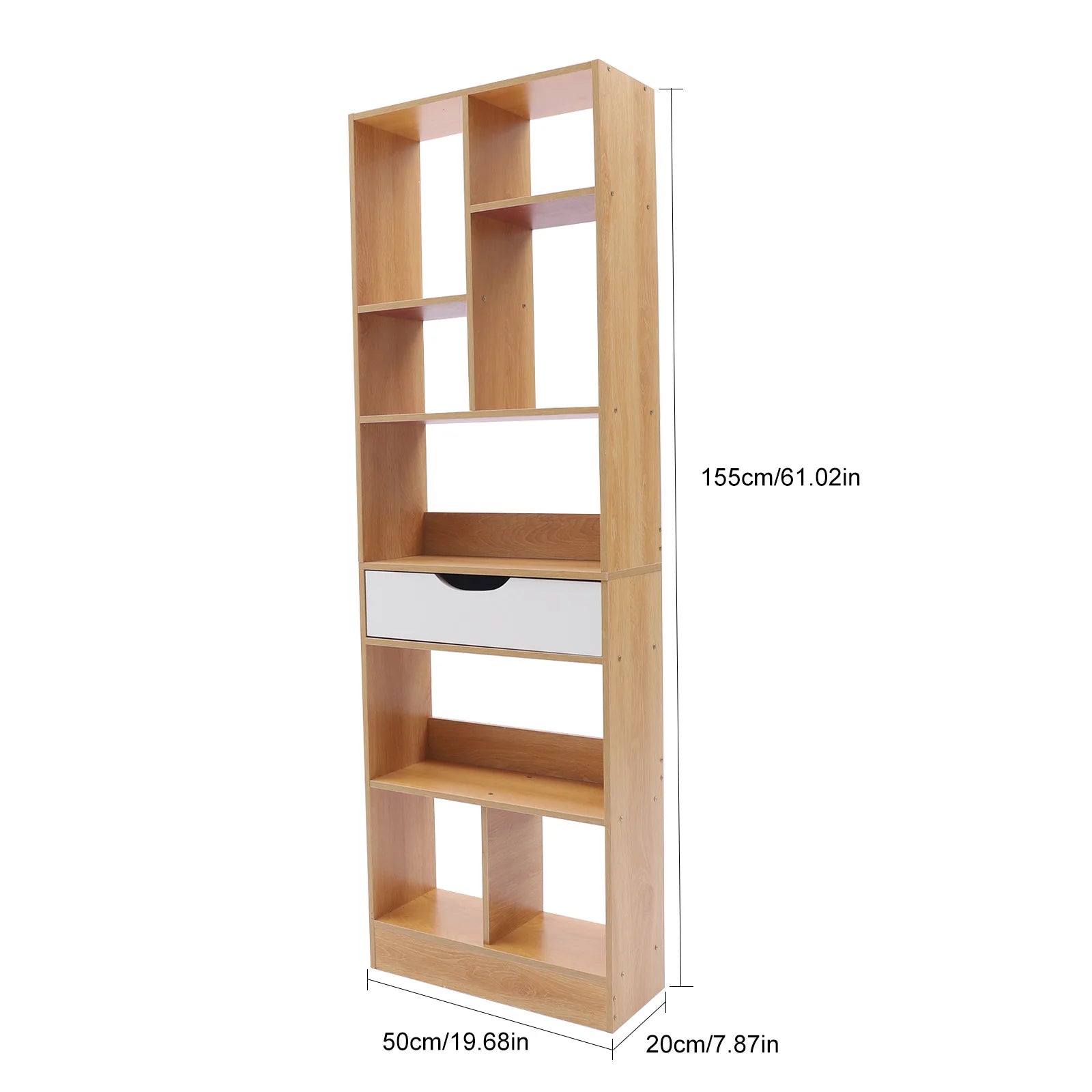 19.68x7.87x61.02 inch storage cabinet bookcase organizer with drawer mdf wood color - united states - bookshelf