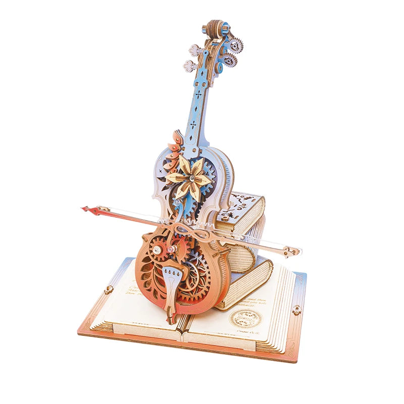 Robotime rokr 3d wooden puzzle symphony of gorgeous dreams mechanical music box pre-colored design gift for family kids