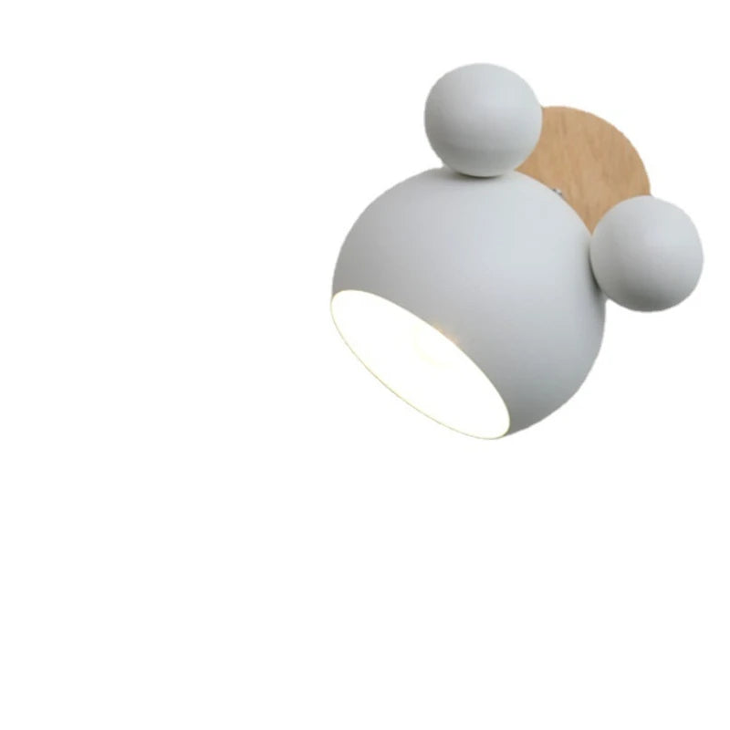 Nordic creative macaron simple personality bedroom mickey cartoon warm children’s room bedside lamp wooden wall