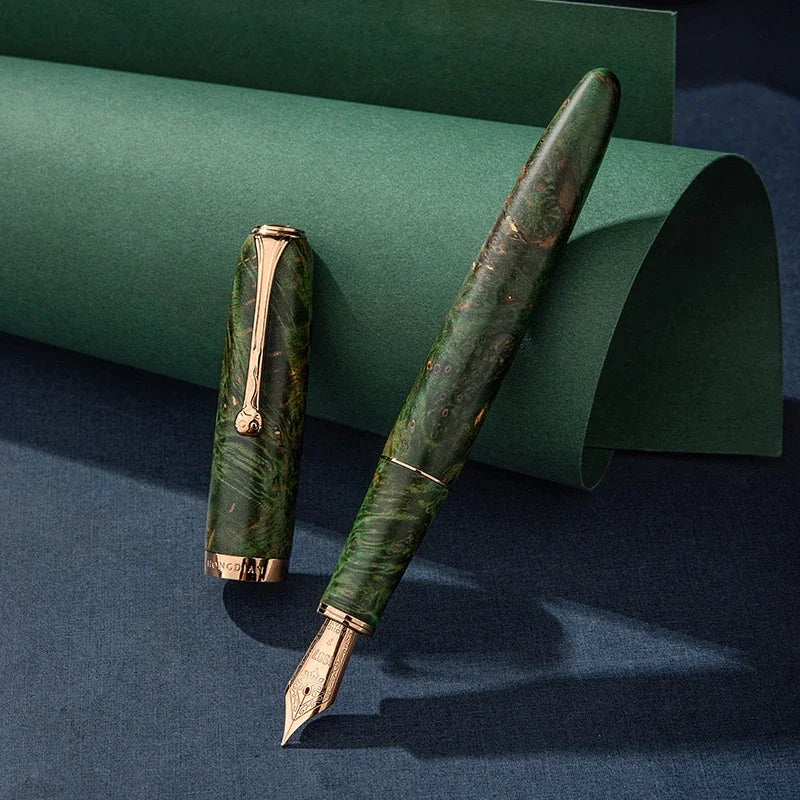 Sublime hongdian a10 stable wood fountain pen magnetic cap premium calligraphy f blade nib writing gifts office