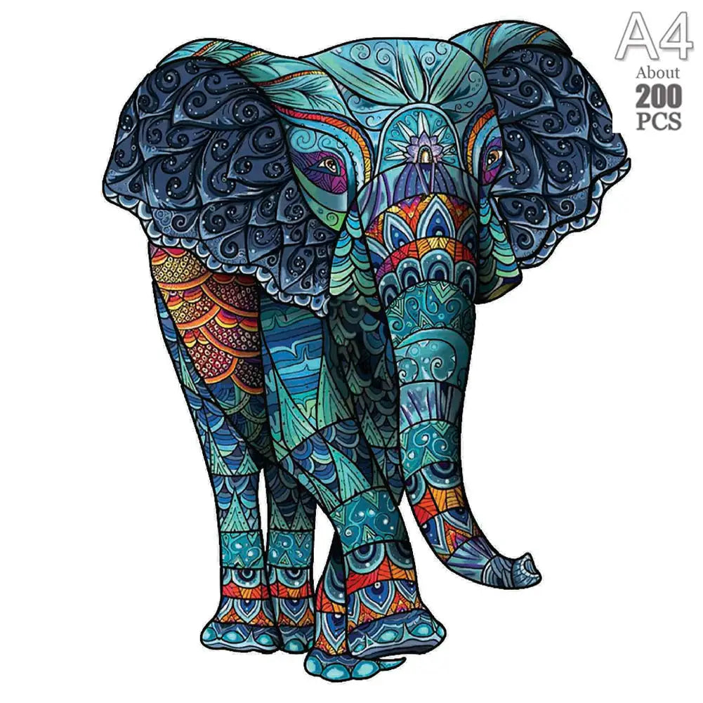 Diy wood jigsaw for kids adult yinyang tree elephant wooden animal puzzle high quality hippopotamus puzzles brain