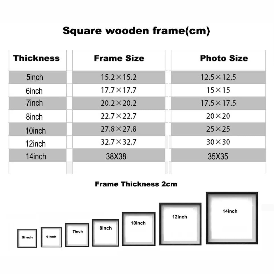 Wooden nature square picture frame,plexiglass include poster photo frames for wall hanging frame 30x30 35x35cm