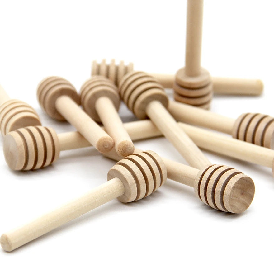 10/30/50pcs high quality honey stir bar mixing handle jar spoon natural wooden stick spoons kitchen tools