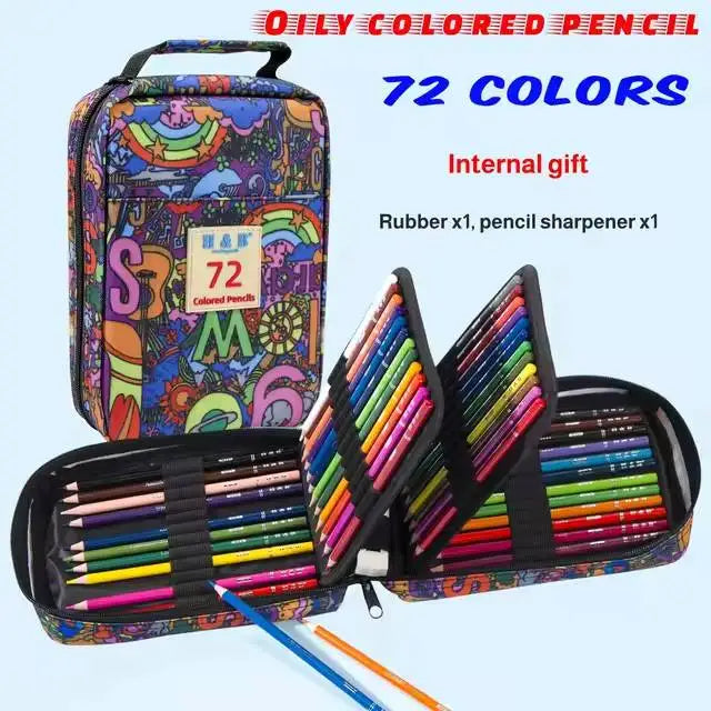 H&b 72/120/180 coloring pencils set with portable stoh&rage bag pro soft core artist supplies gift for drawing lovers