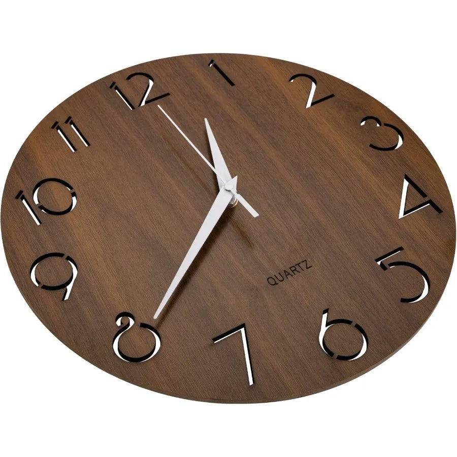 12 inch wooden wall clock cutout numbers design rtic country style clocks silent nonticking decor for home living room