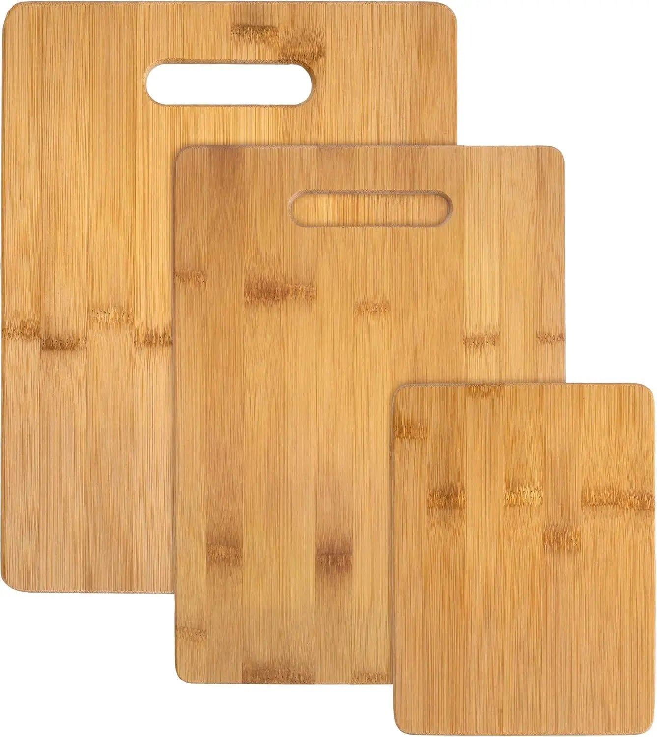 3-piece bamboo cutting board set – reversible chopping cheese & serving boards eco-friendly - united states / 3 pcs