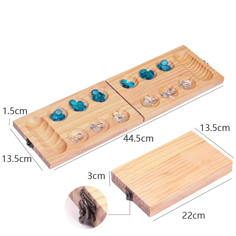 1set foldable mancala board game - fun classic table with wooden for adults & kids - with lock