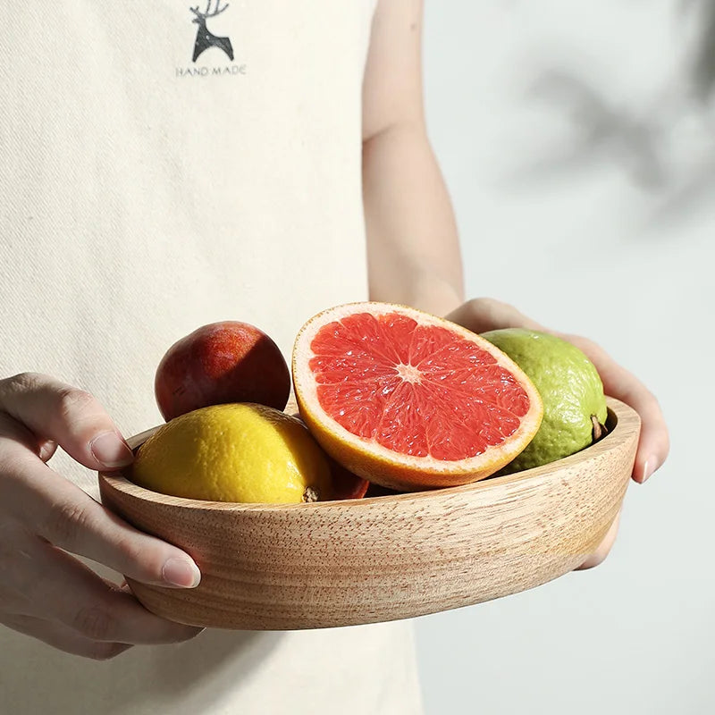 Japanese boat-shaped wooden bowl salad fruit dessert large tableware natural material thickened anti-scald