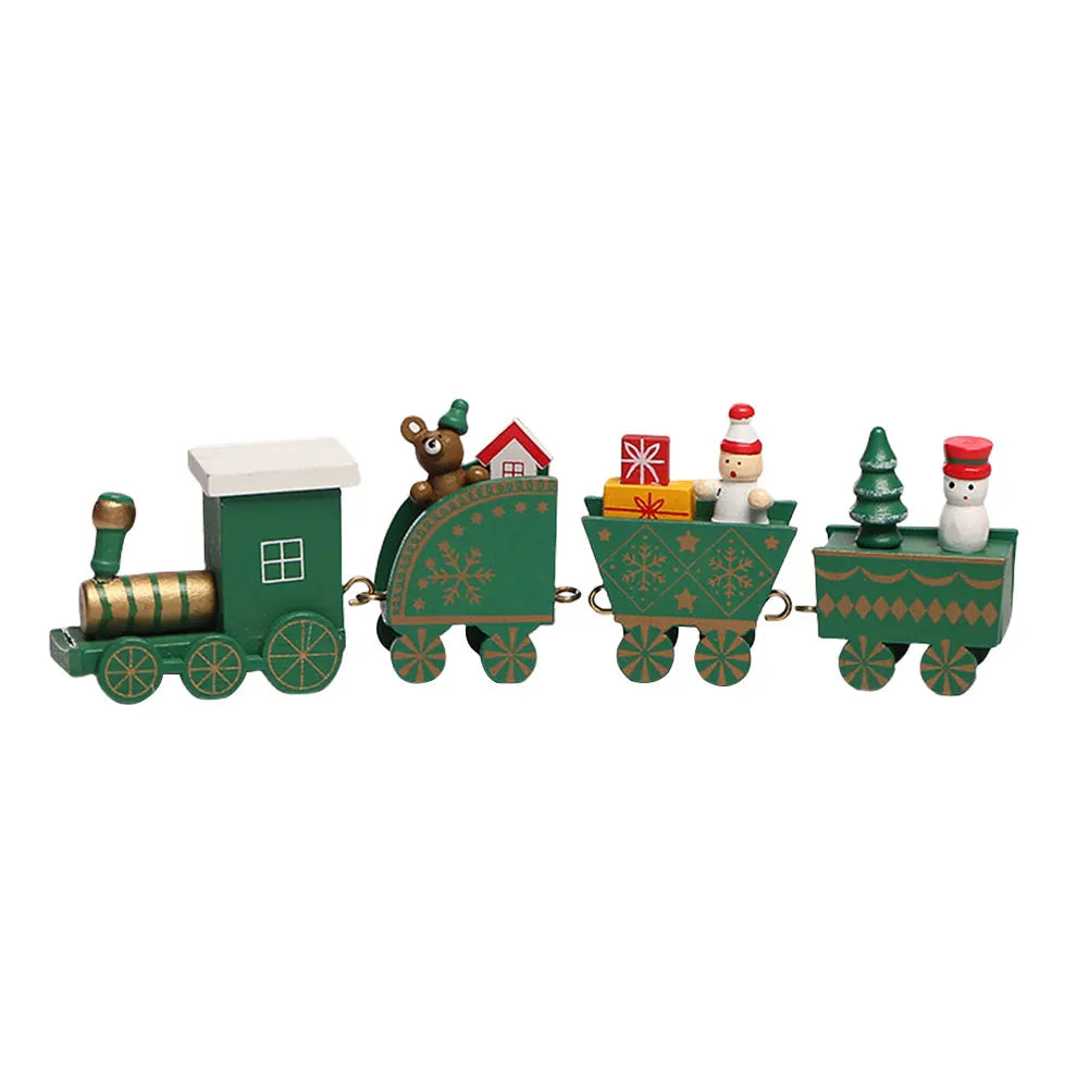Diy mini train christmas tree decorations window display ornament wooden desktop supplies - c / united states