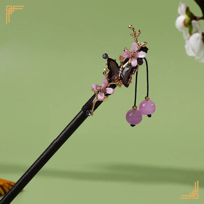 Chinese hair sticks wooden hairpins with tassel vintage clips traditional accessories women ornaments - united states