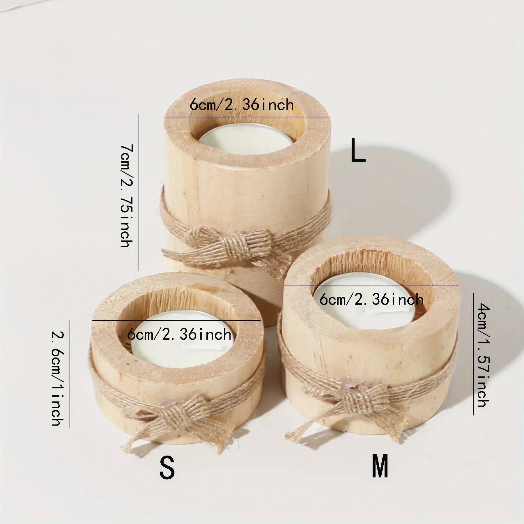 1pc/3pcs-wooden candle holders candlelight dinner props wedding anniversary valentine’s day decorations - wood color sml