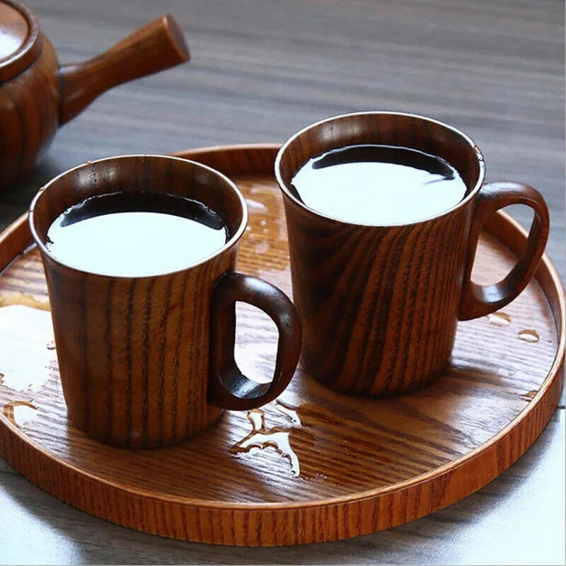 Handmade wood cup wooden coffee beer mugs breakfast milk drinkware tea home decoration - yellow
