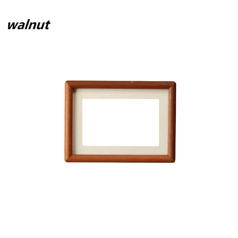 Solid wood round corner picture frame walnut and golden sandalwood minimalist design tabletop home decor - 16.6x11.6cm