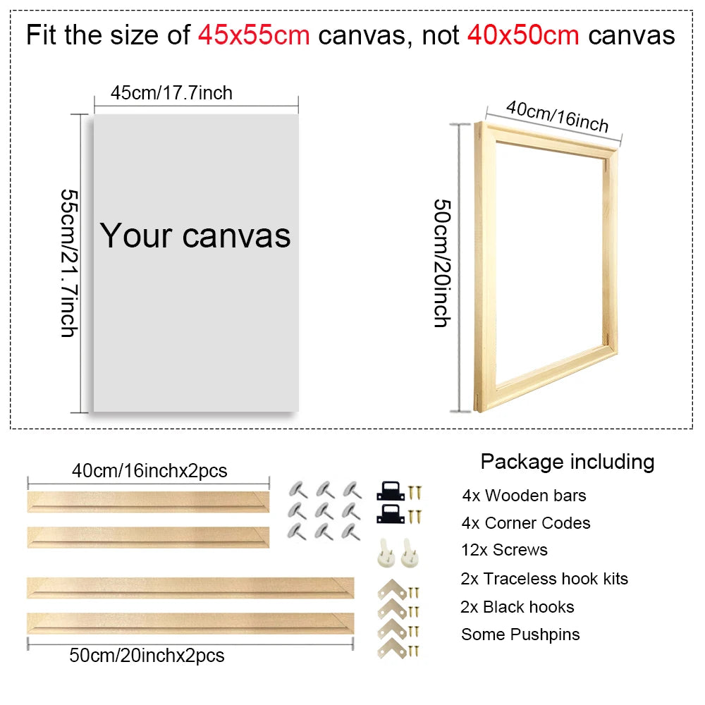 40x60 50x70 60x90 60x120 diy wood frame kit for canvas oil painting bars diamond wall art - 40x50cm