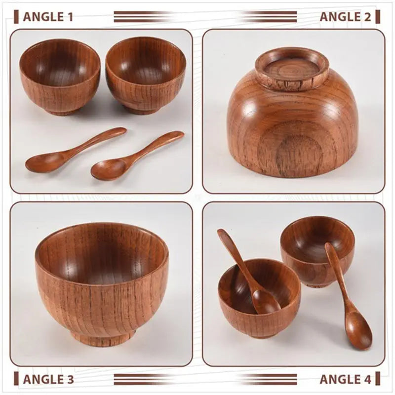 Japanese style natural wooden bowl tableware for fruit salad noodle rice soup bowls kitchen utensil dishes handmade