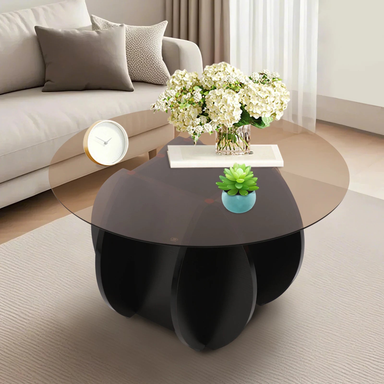 70cm round luxury modern glass coffee table living room small household minimalist - multi / united states
